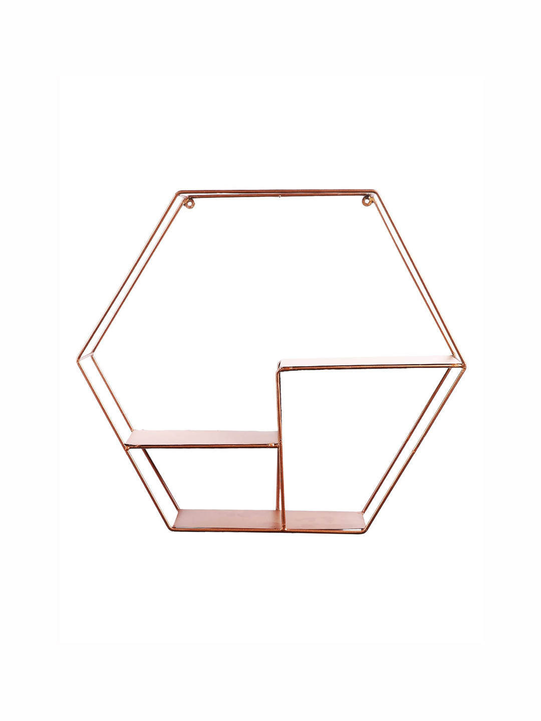 Home Sparkle Copper-Toned Metal  Hexagon Design Wall Mounted Basic Wall Shelf