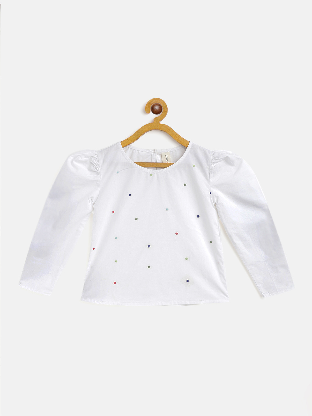 SCOUP White Cotton Geometric Embroidered Poplin Top