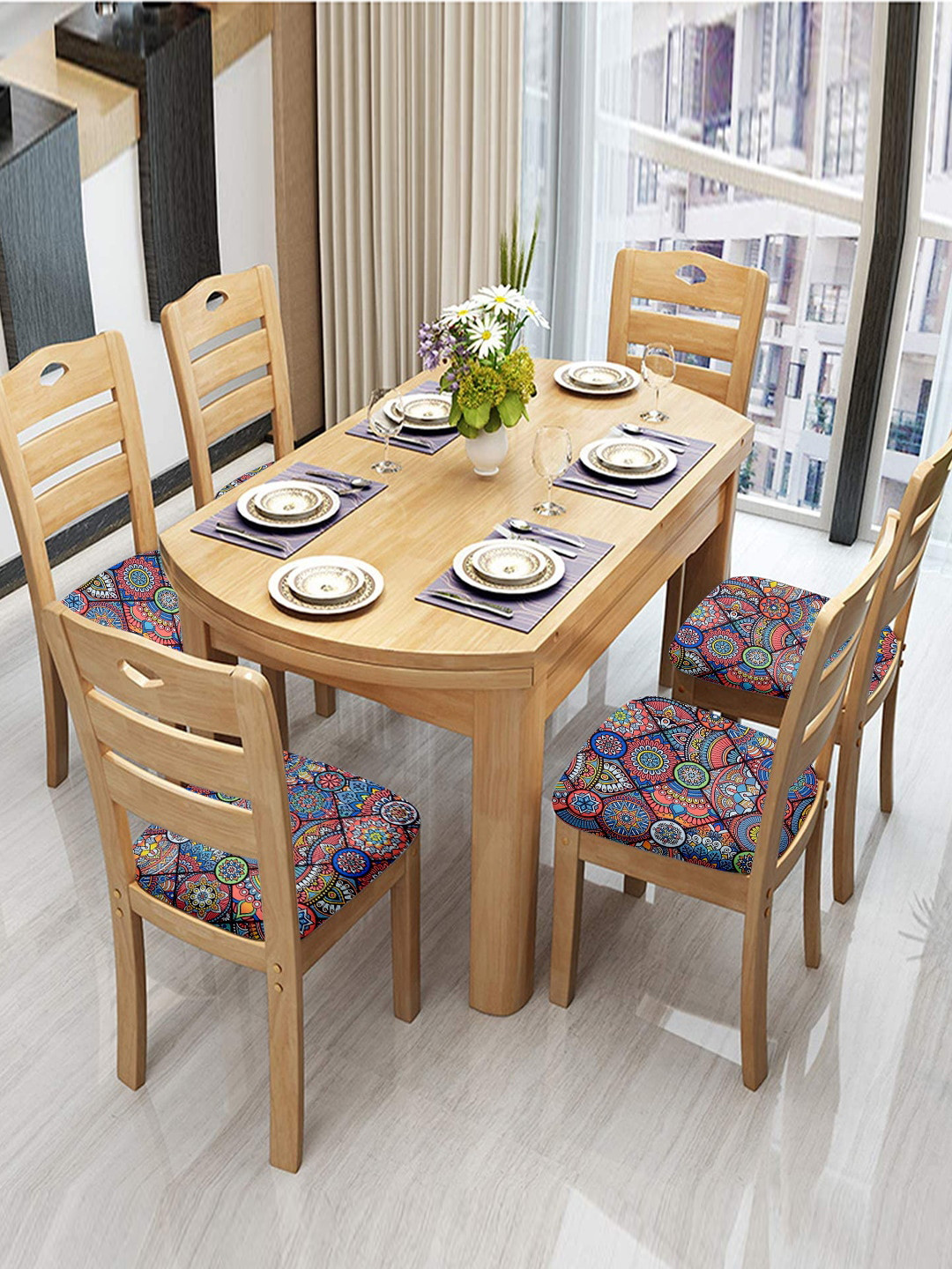 Cortina Grey Printed Chair Pads