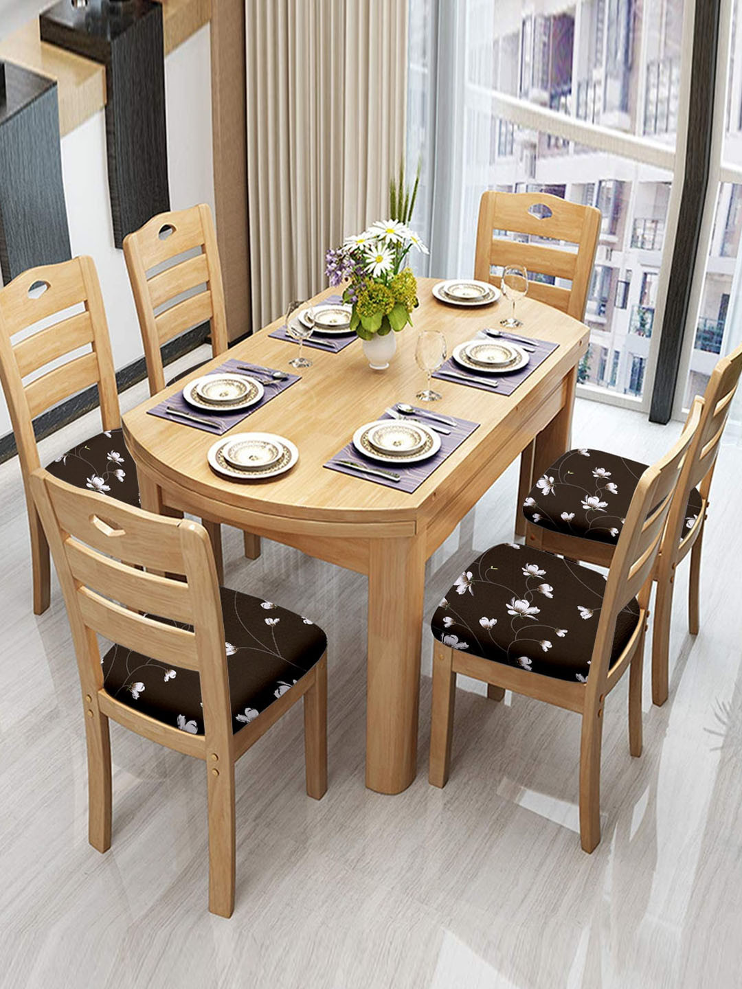 Cortina Brown & White Printed Chair Pad