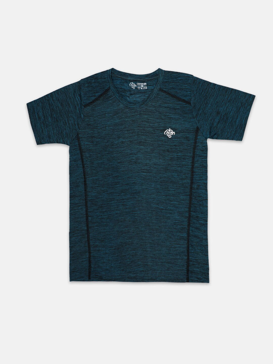 CHIMPRALA Girls Teal Green Self Striped Quick-Dry Sports T-shirt