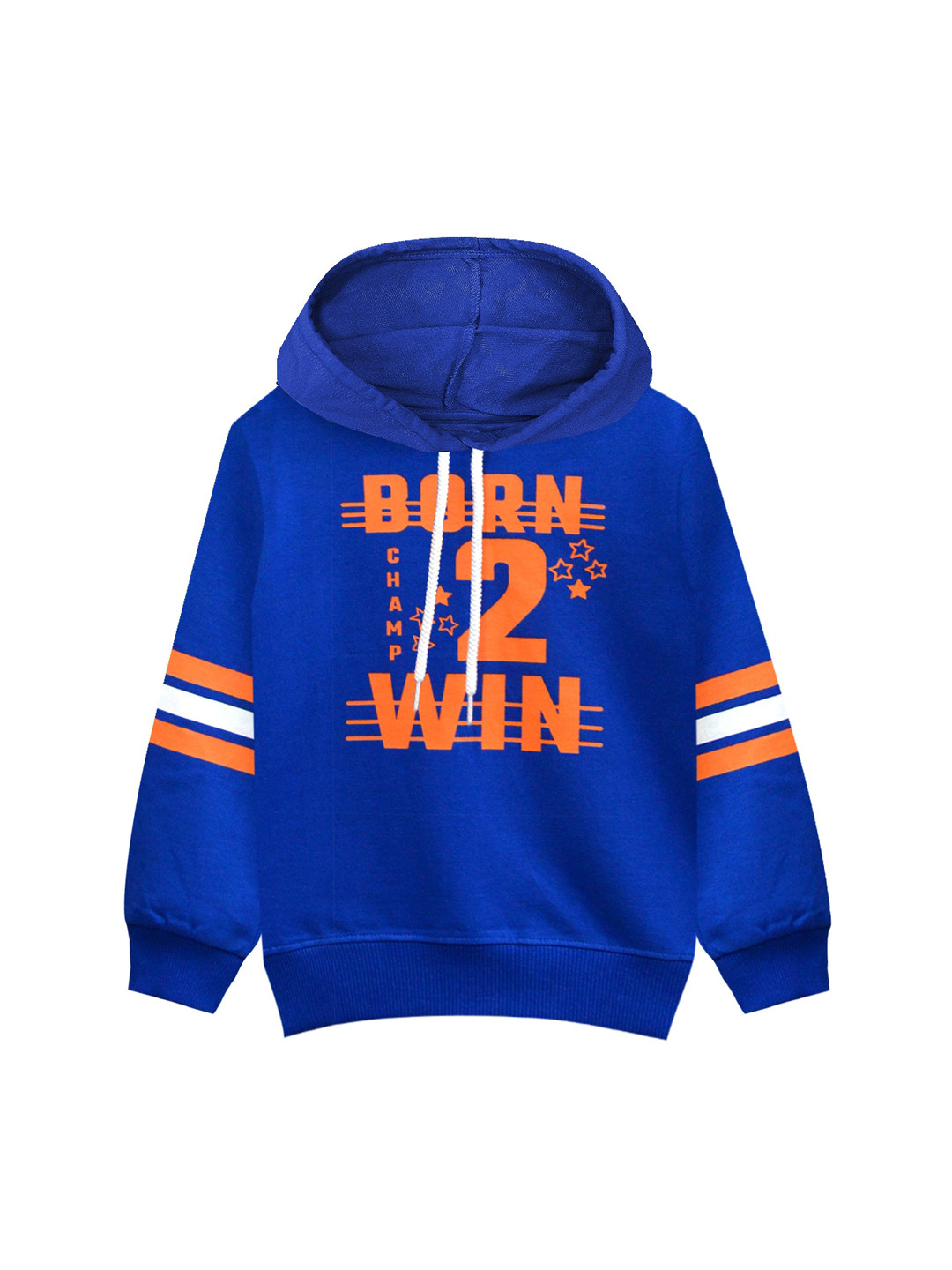 A T U N Boys Blue Printed Hooded Sweatshirt