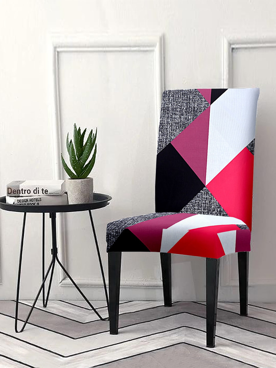 Cortina Set of 6 Pink & Grey Printed Chair Seat Covers