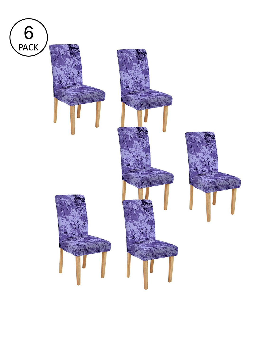 Cortina Set of 6 Purple Printed Chair Cover