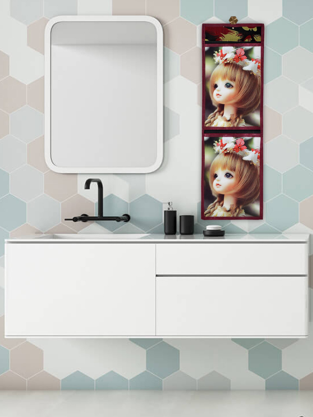 Kuber Industries Maroon & Olive-Green 3D Camouflaged Printed Hanging Magazine Holder