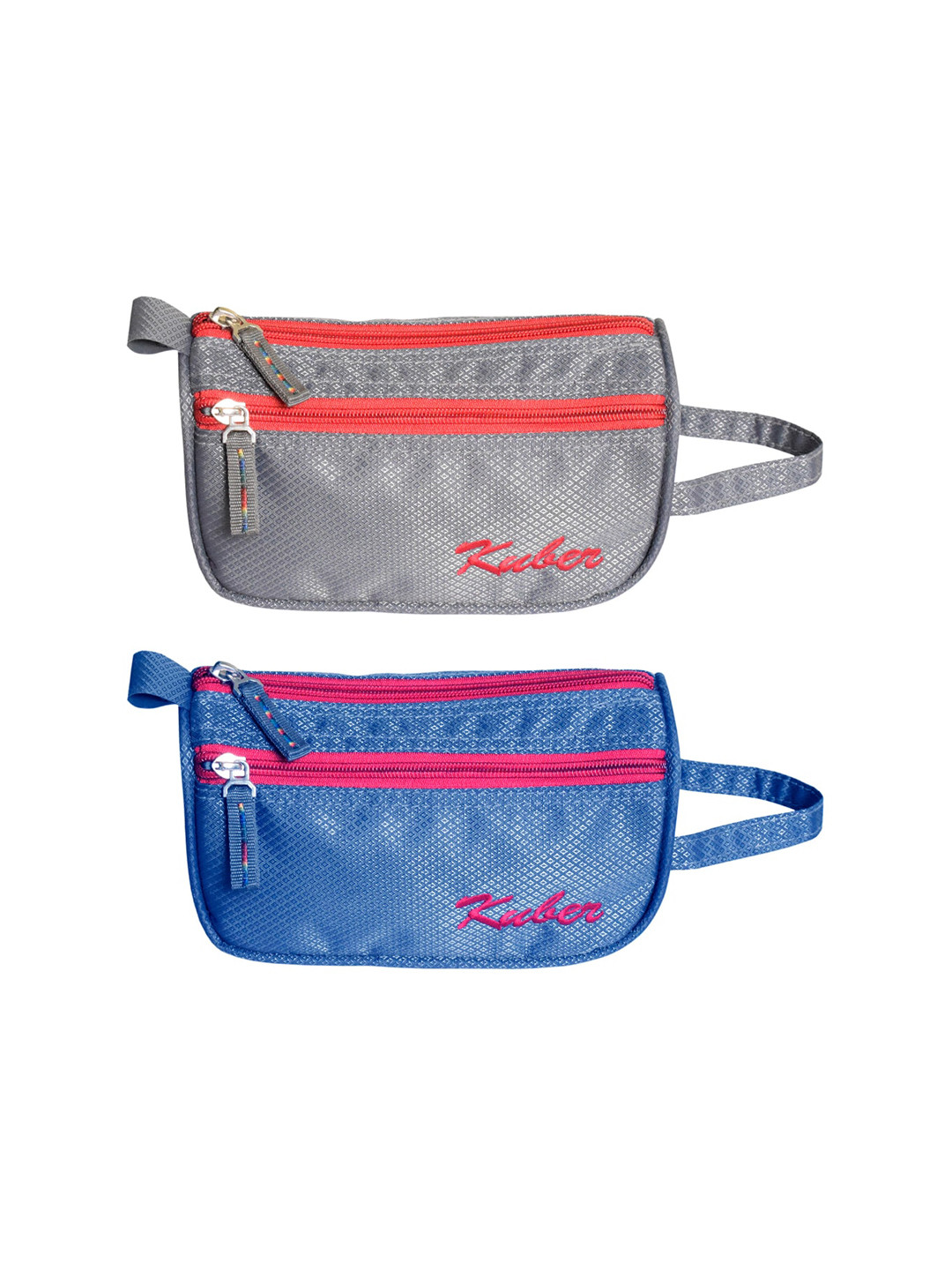 Kuber Industries Set Of 2 Blue & Grey Portable Lightweight Rexien Travel Toiletry Bag