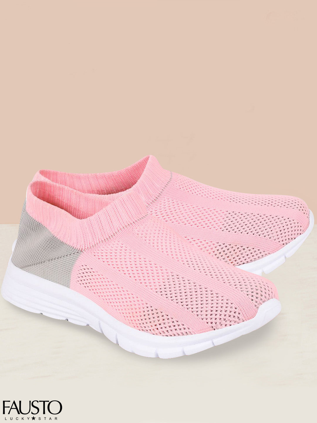 FAUSTO Women Pink Walking Non-Marking Shoes