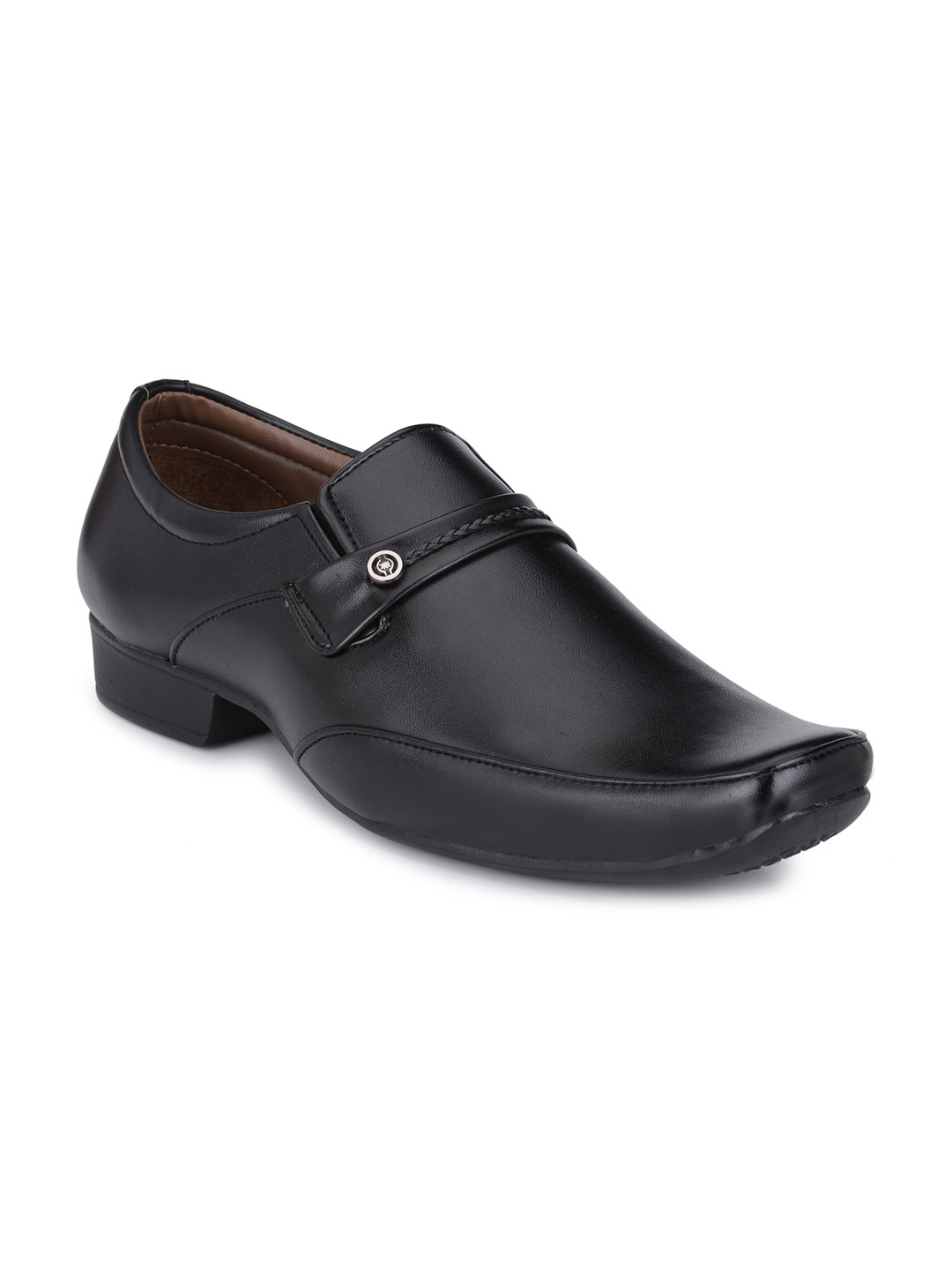 RL Rocklin Men Men Black Textured Formal Slip-Ons