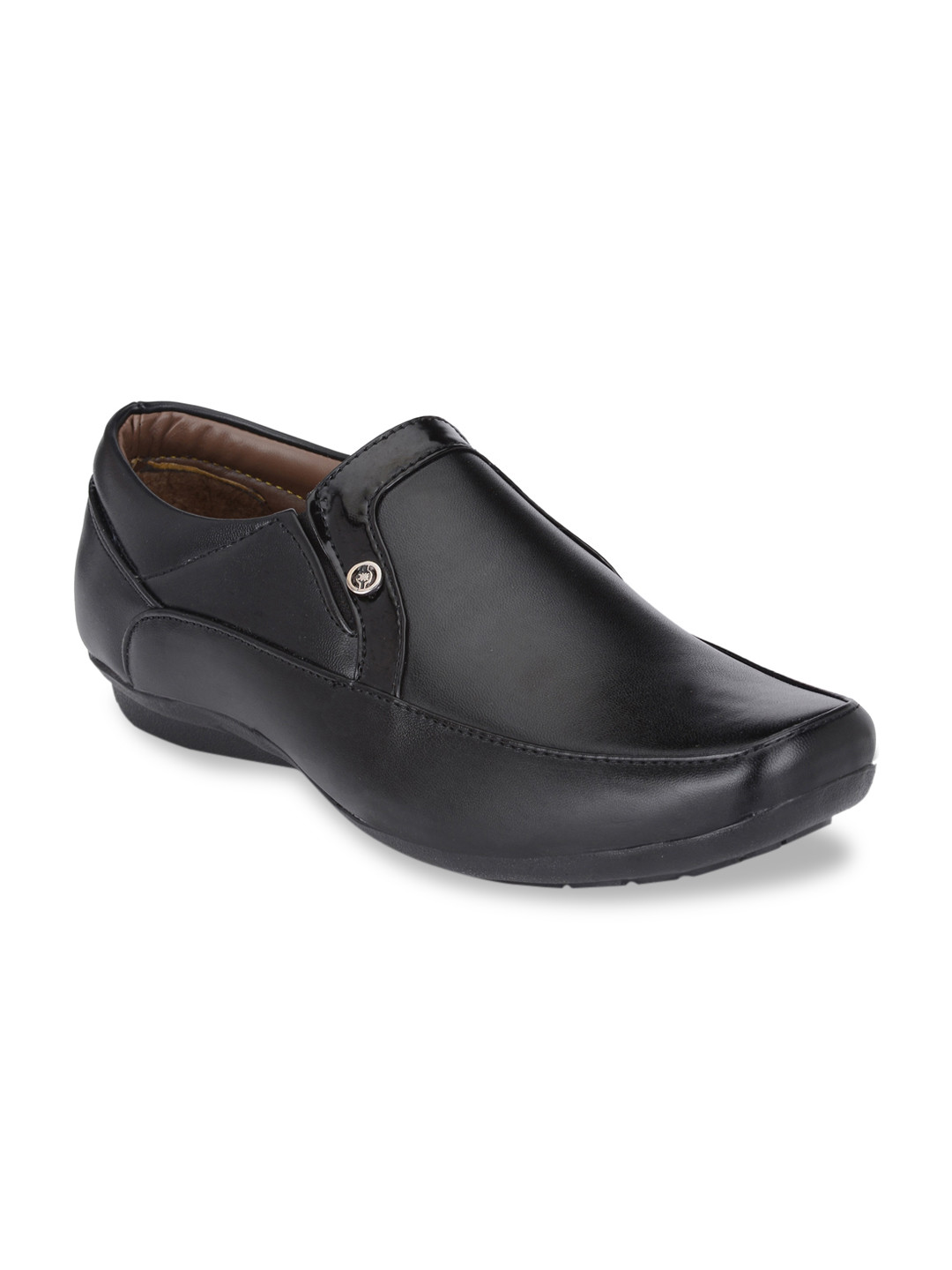 RL Rocklin Men Men Black Textured Formal Slip-Ons