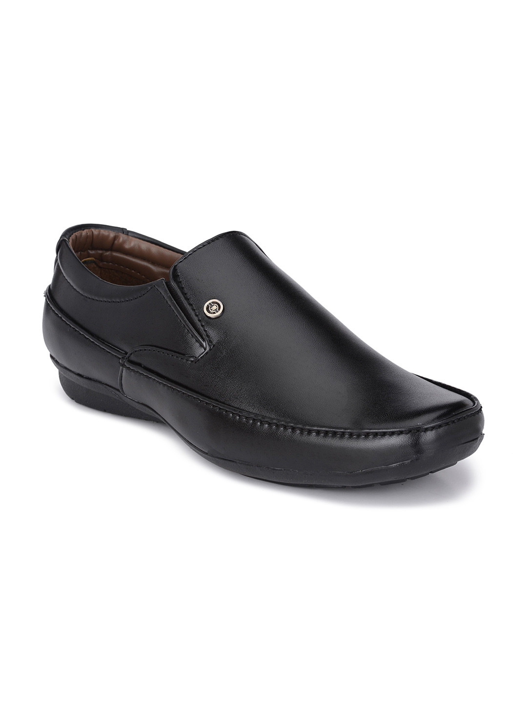 RL Rocklin Men Men Black Textured Formal Slip-Ons