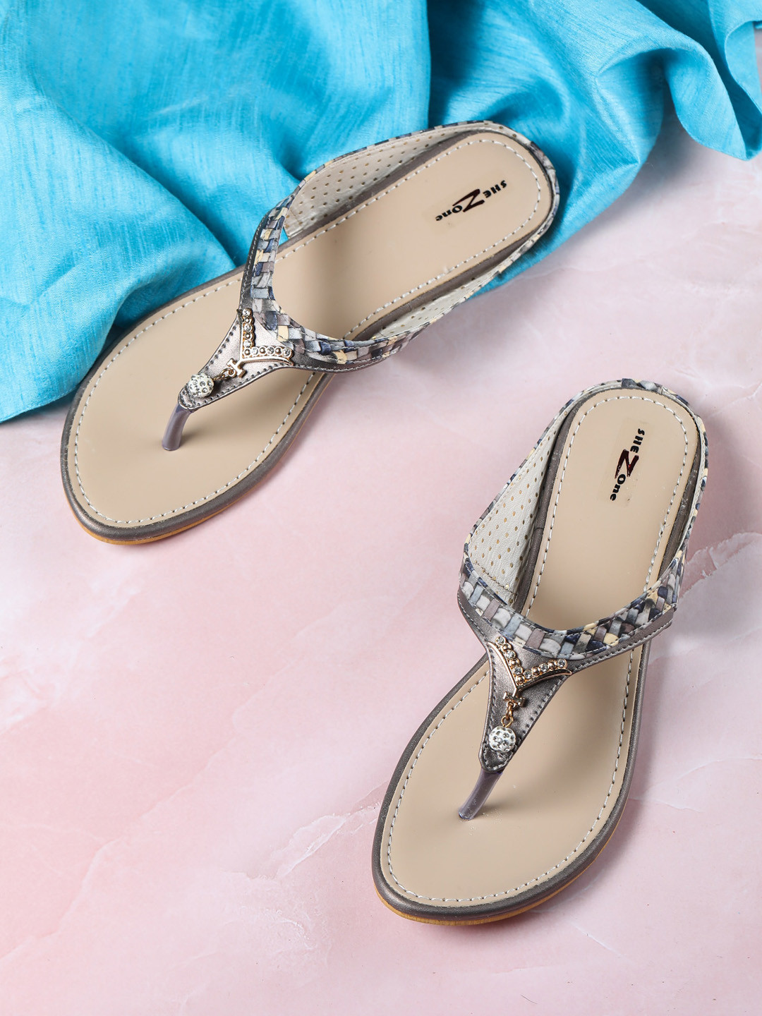 Shezone Women Copper-Toned Open Toe Flats