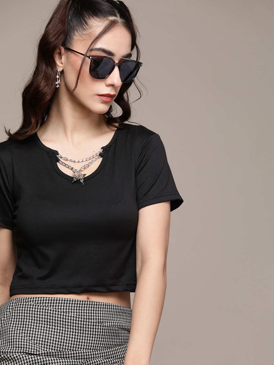 URBANIC Women Black T-shirt