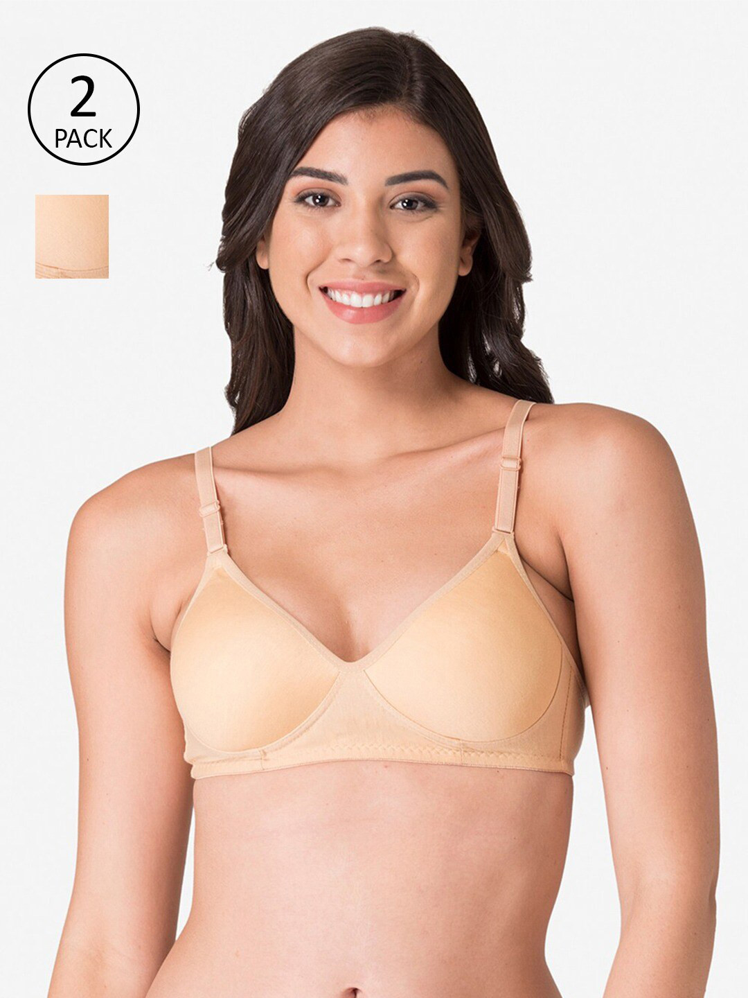KOMLI Set-2 Beige T-shirt Bra Lightly Padded