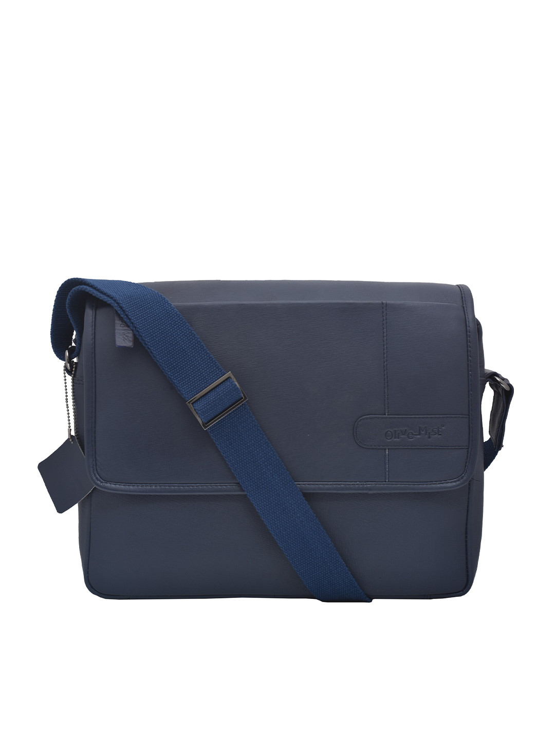 OLIVE MIST Adult Blue Textured Pure Leather Laptop Bag