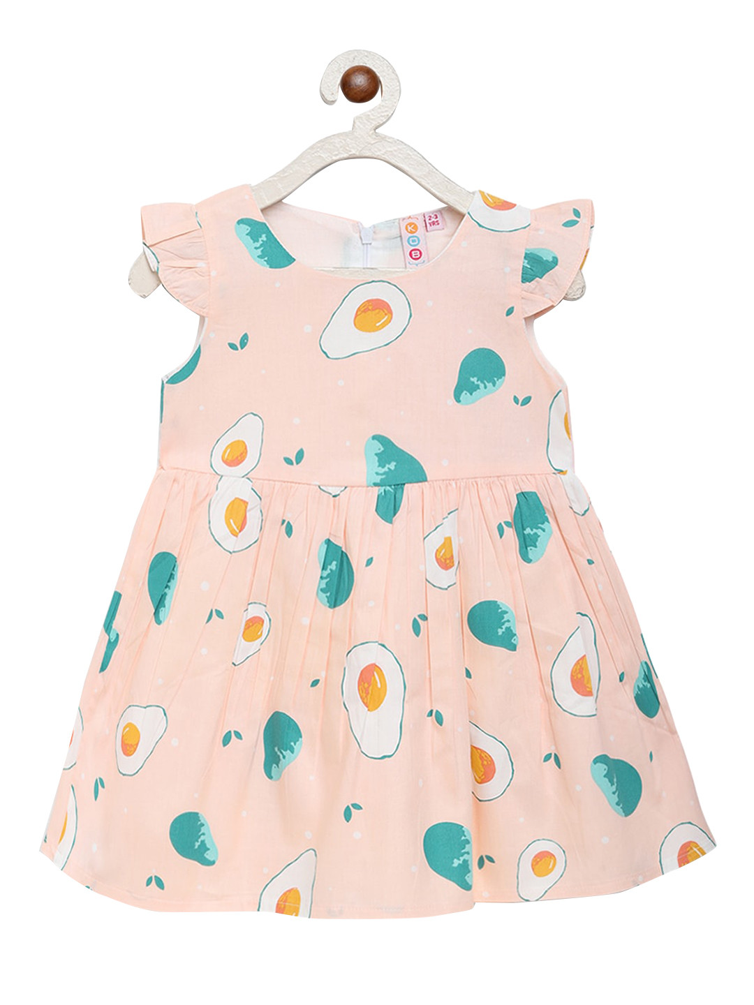 Kids On Board Peach-Coloured Avocado Print Dress