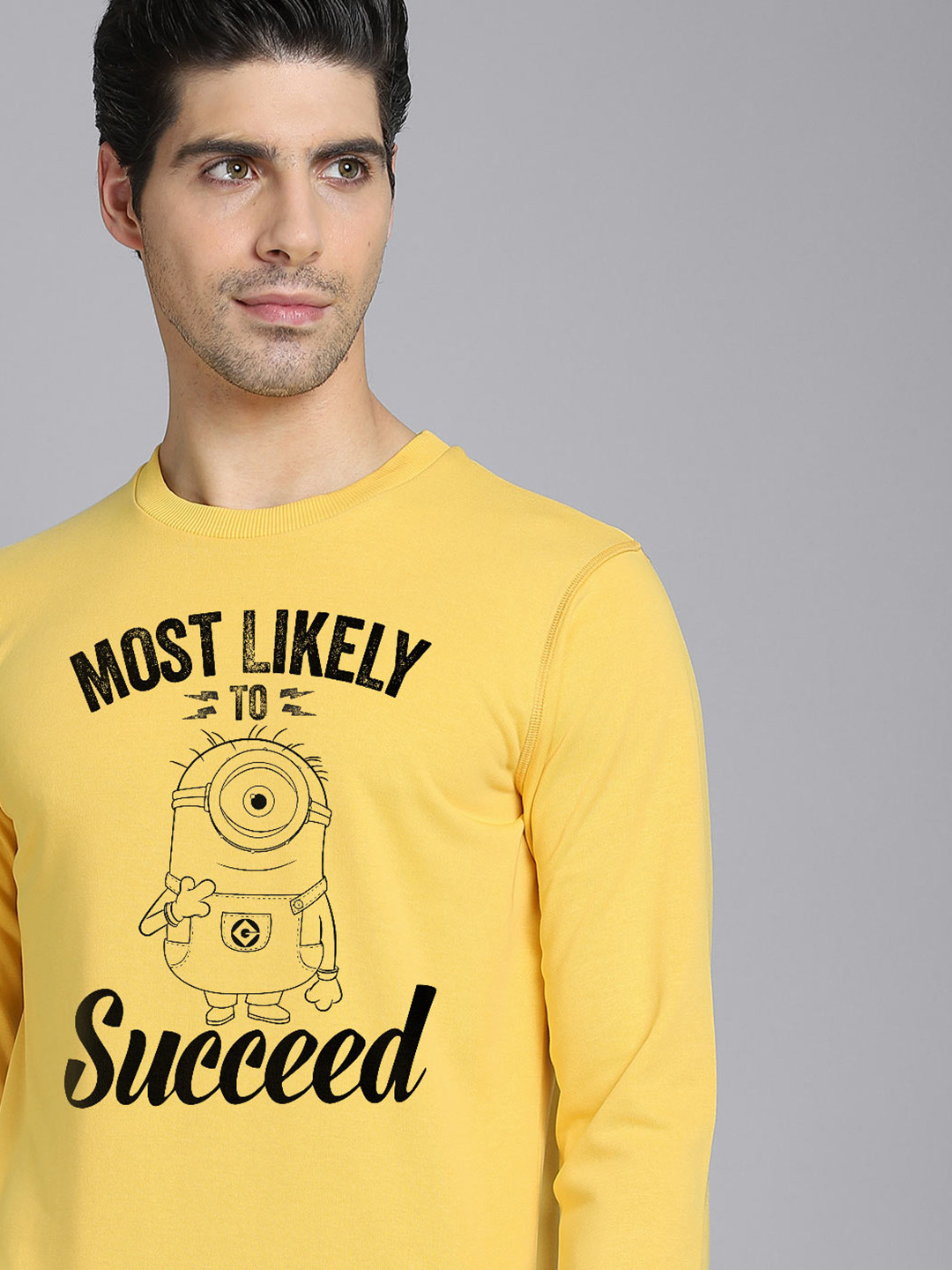 Free Authority Men Yellow Minions Printed Sweatshirt