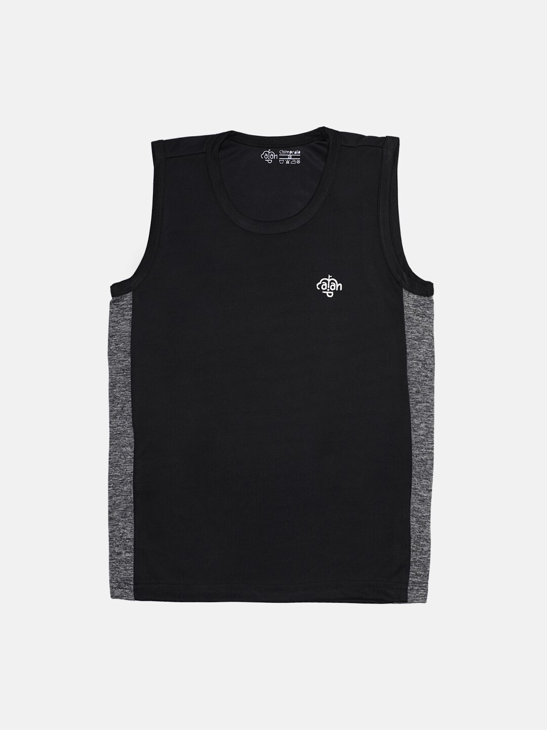 CHIMPRALA Boys Black & Grey Striped Detail Antimicrobial Cricket T-shirt