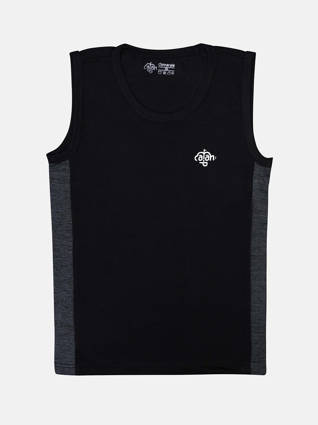 CHIMPRALA Boys Black & Grey Striped Detail Antimicrobial Cricket T-shirt