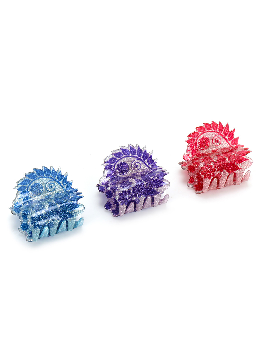 Yellow Chimes Women Red & Purple Set of 3 Claw Clip