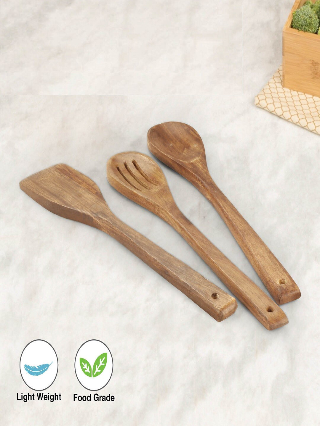 URBAN CHEF Brown 3 Piece Wooden Spatula
