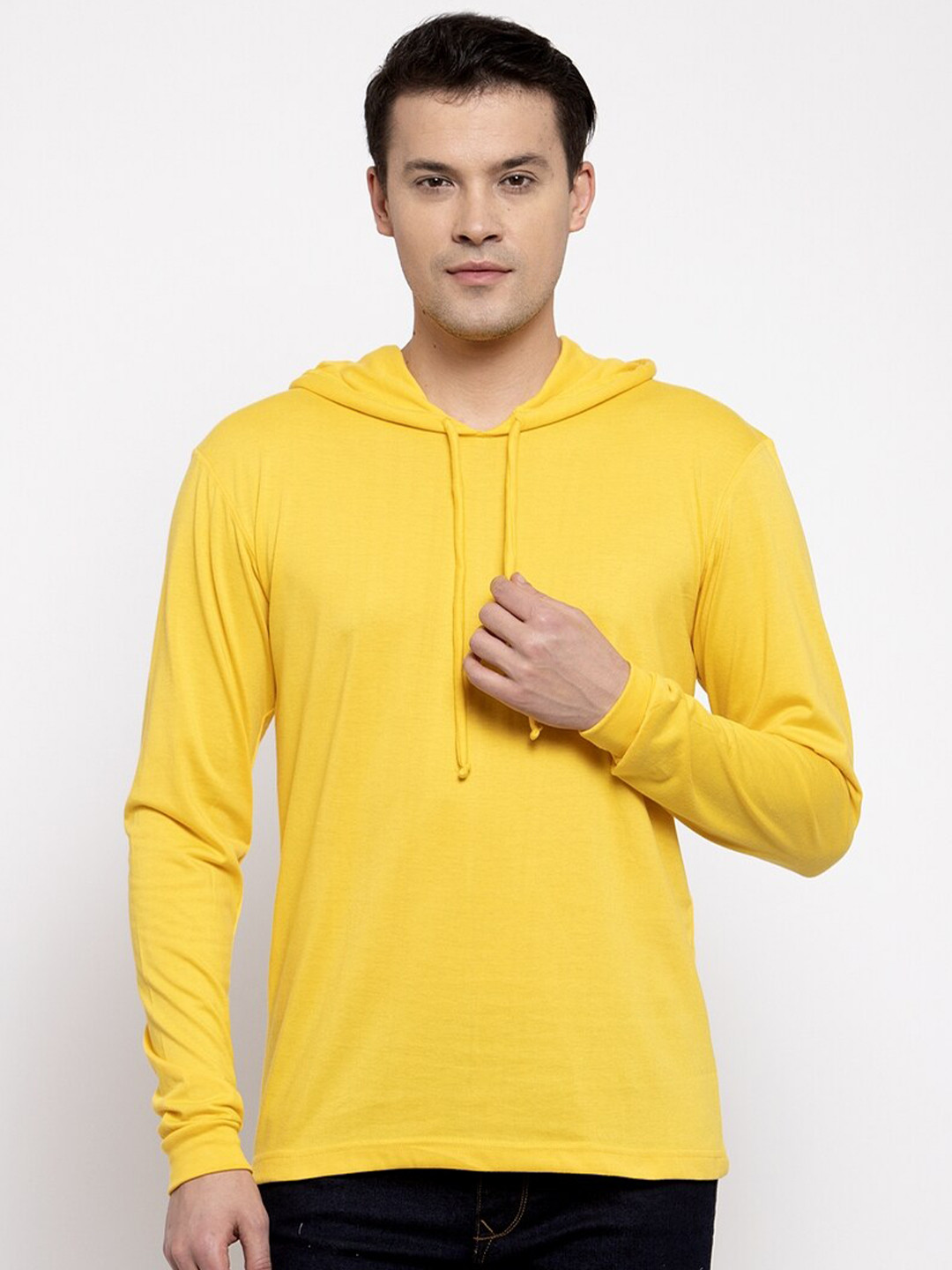 Friskers Men Yellow Checked Pockets T-shirt