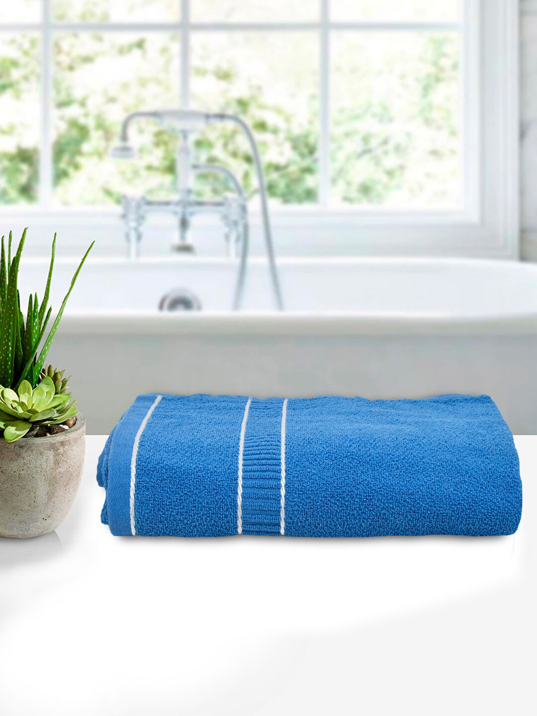 Kuber Industries Blue Cotton Bath Towels