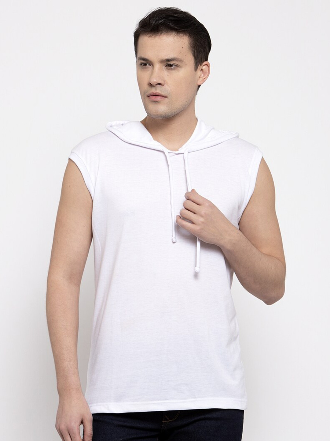 Friskers Men White Raw Edge T-shirt