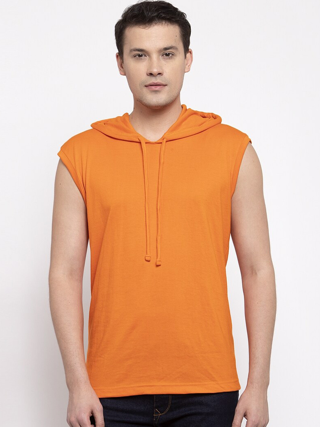 Friskers Men Orange Raw Edge T-shirt
