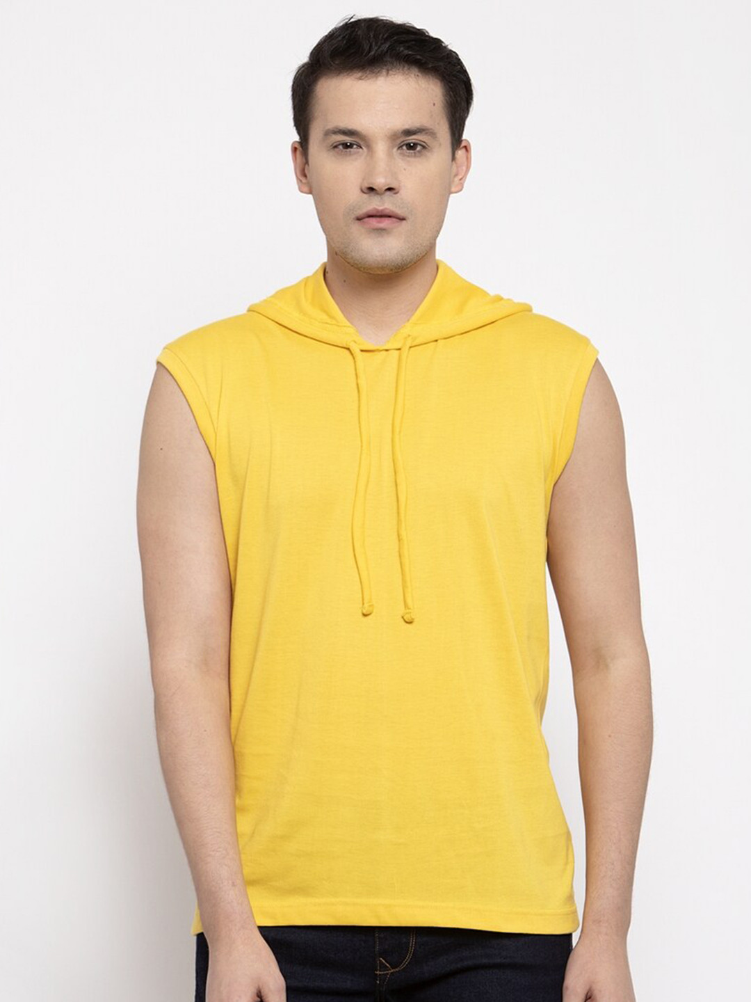 Friskers Men Yellow Raw Edge T-shirt
