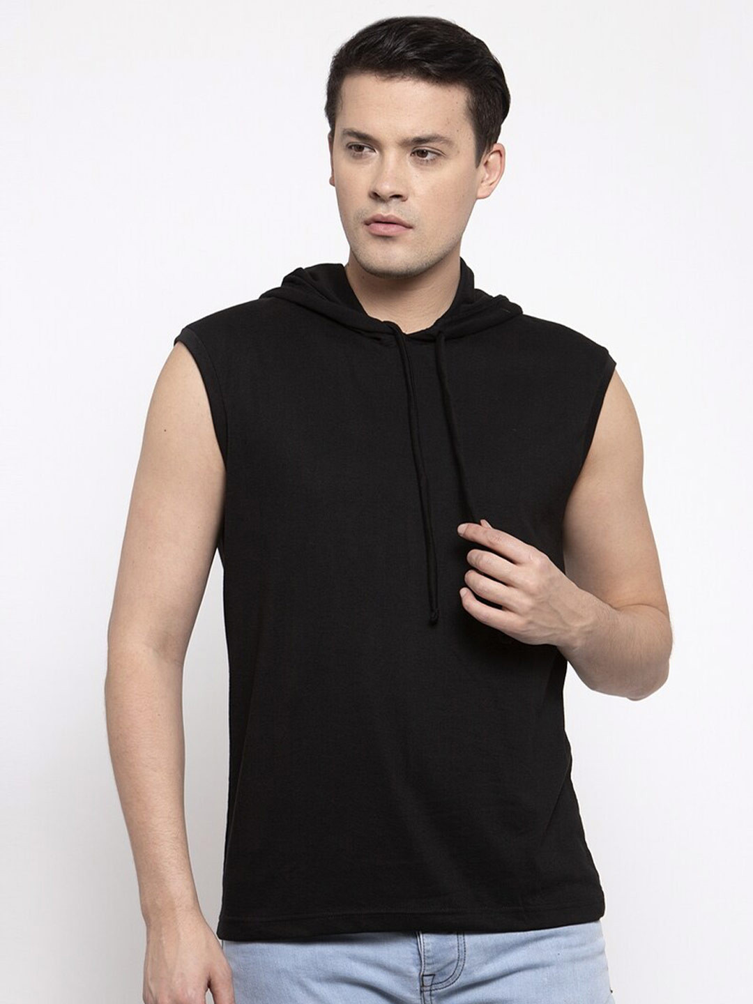 Friskers Men Black Raw Edge T-shirt