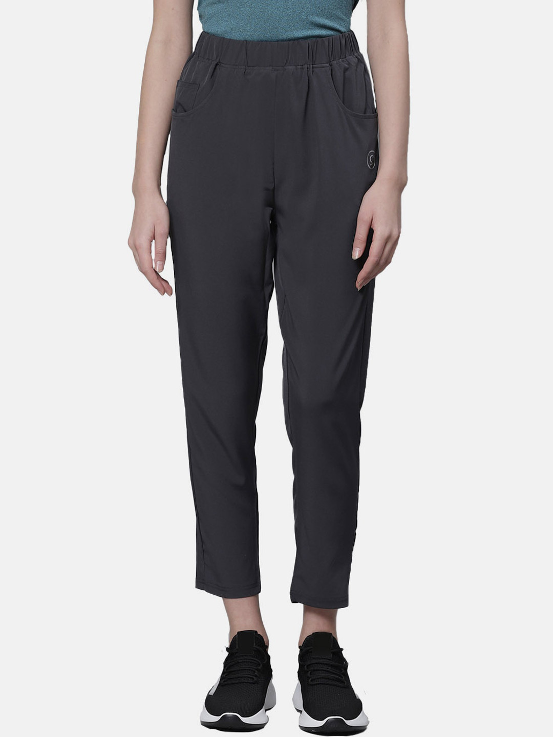 CHKOKKO Women Grey Solid Anti-Microbial Track Pants