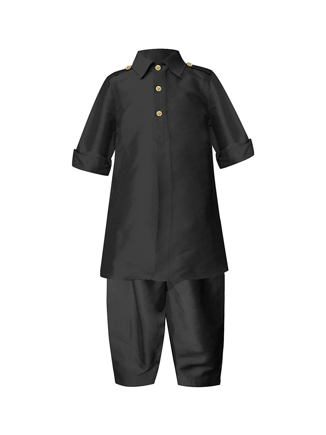 A T U N Boys Black Regular Kurta with Salwar