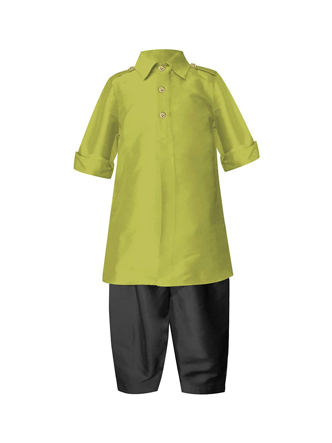 A T U N Boys Lime Green Kurta with Pyjamas