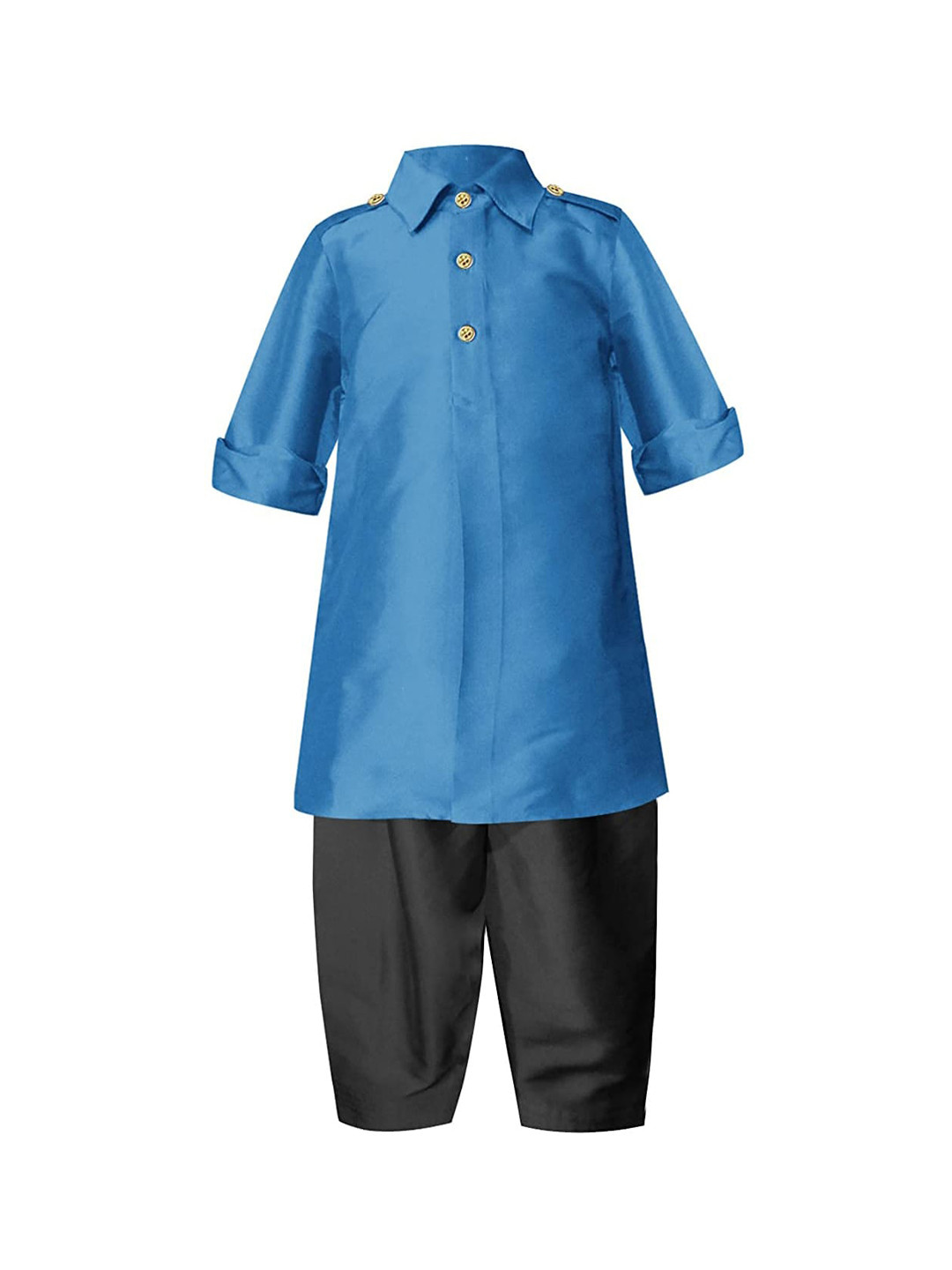 A T U N Boys Turquoise Blue Regular Kurta with Pyjamas