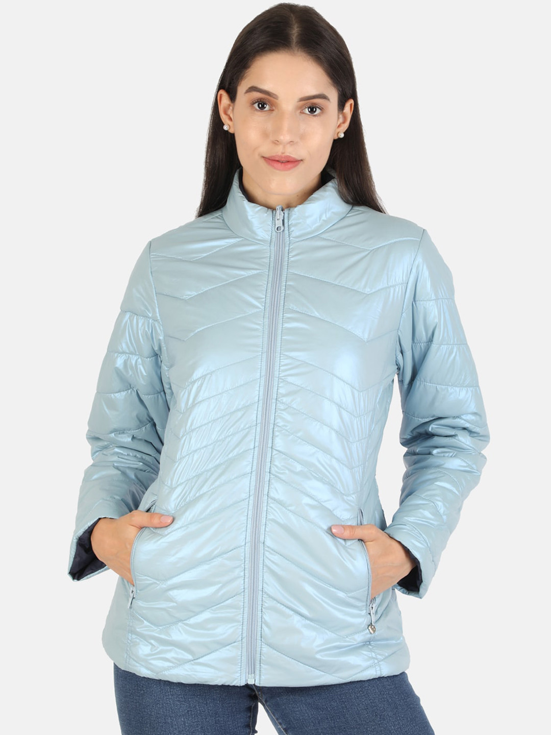 Monte Carlo Women Navy Blue Longline Puffer Jacket