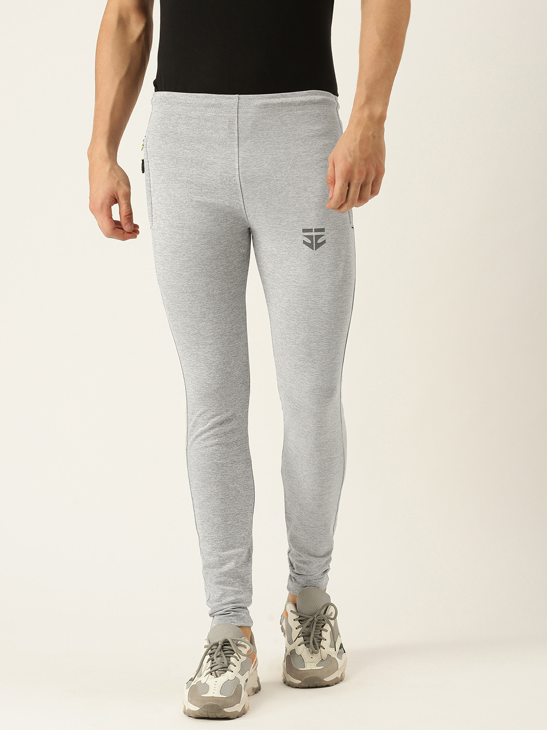 Sports52 wear Men Grey Melange Rapid-Dry Slim Fit Solid Track Pants