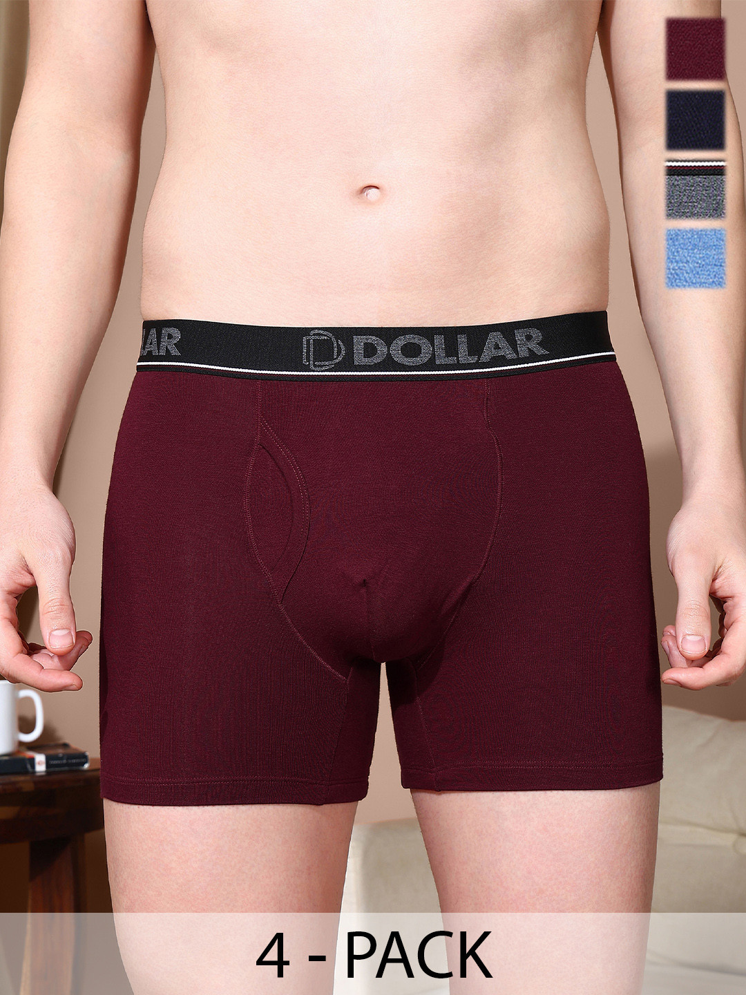 Dollar Bigboss Men Solid Pack of 4 Cotton Modal Trunk