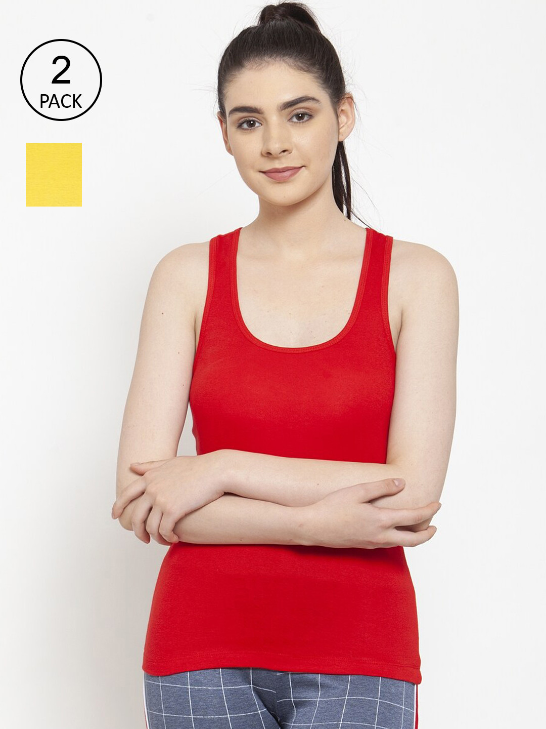 Friskers Set Of 2 Red & Yellow Tank Top