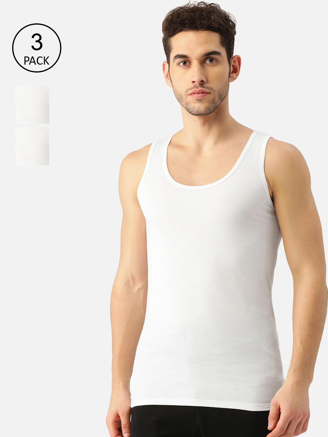 ROMEO ROSSI Pack Of 3 Men White Cotton Innerweare Vests - CSVP-6001-WH-3