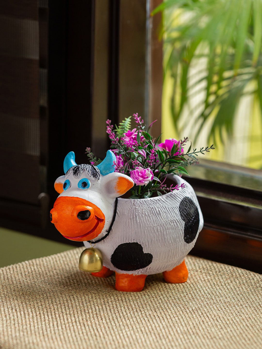 ExclusiveLane White & Black Hand-Painted Terracotta Table Planter Pot