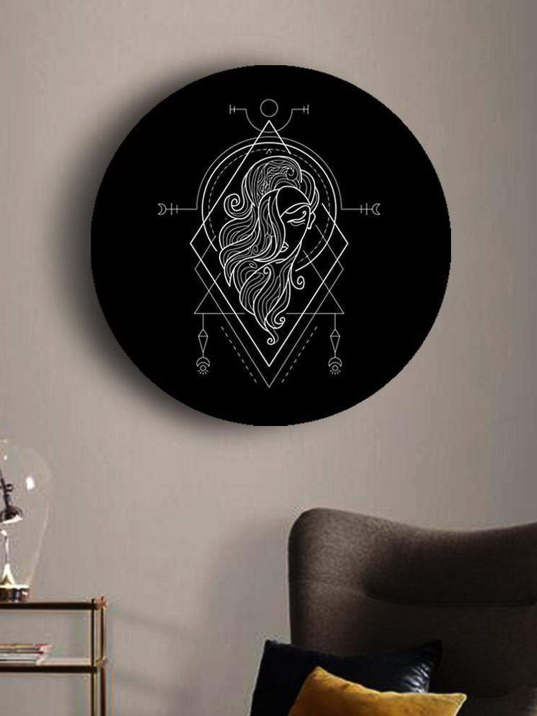 THE ARTMENT MultiColour Virgo Matte Finish Black and White Geometry Zodiac Canvas Wall Art