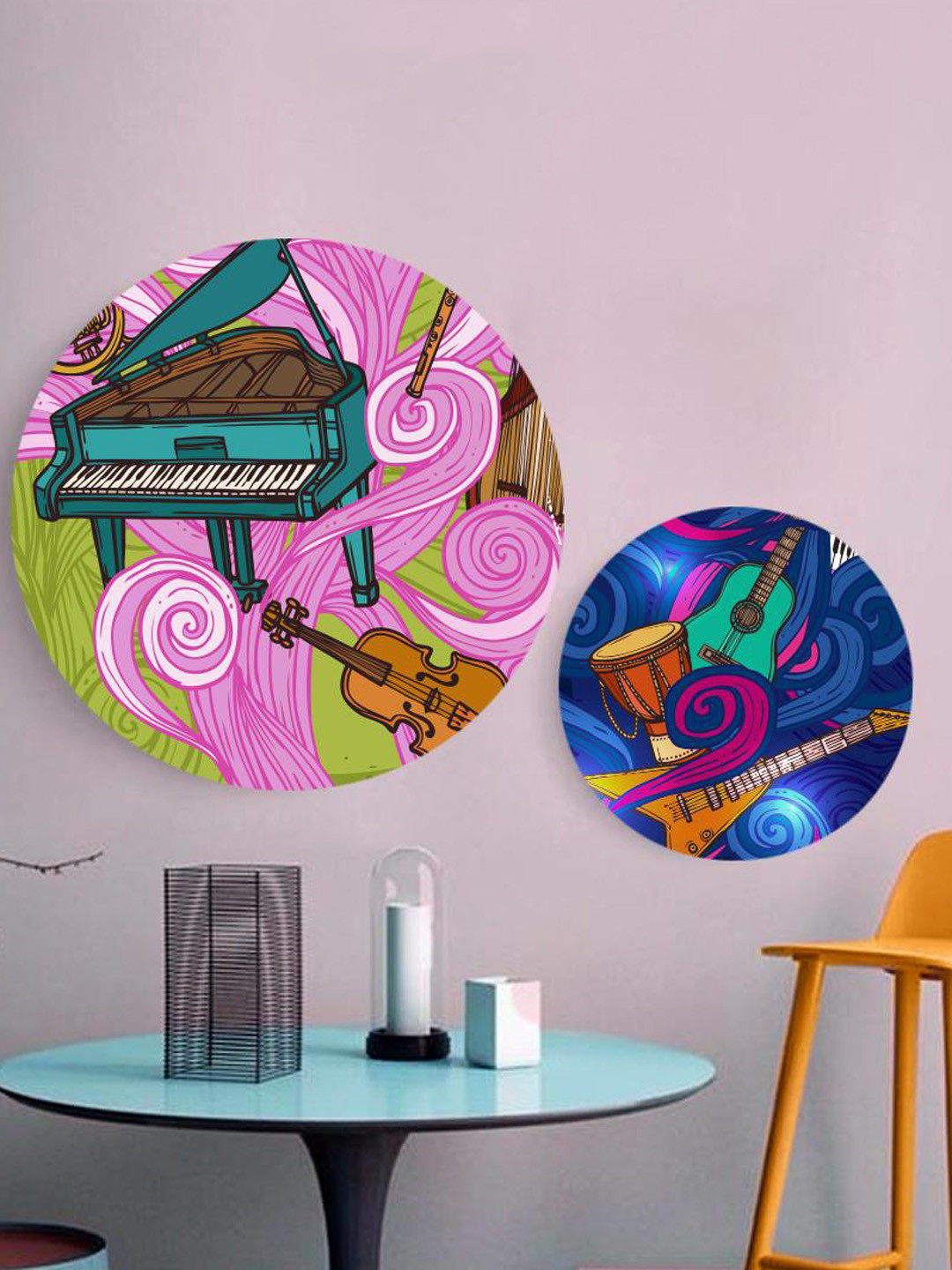 THE ARTMENT Set of 2 Blue On Trippy Beats Canvas Wall Art