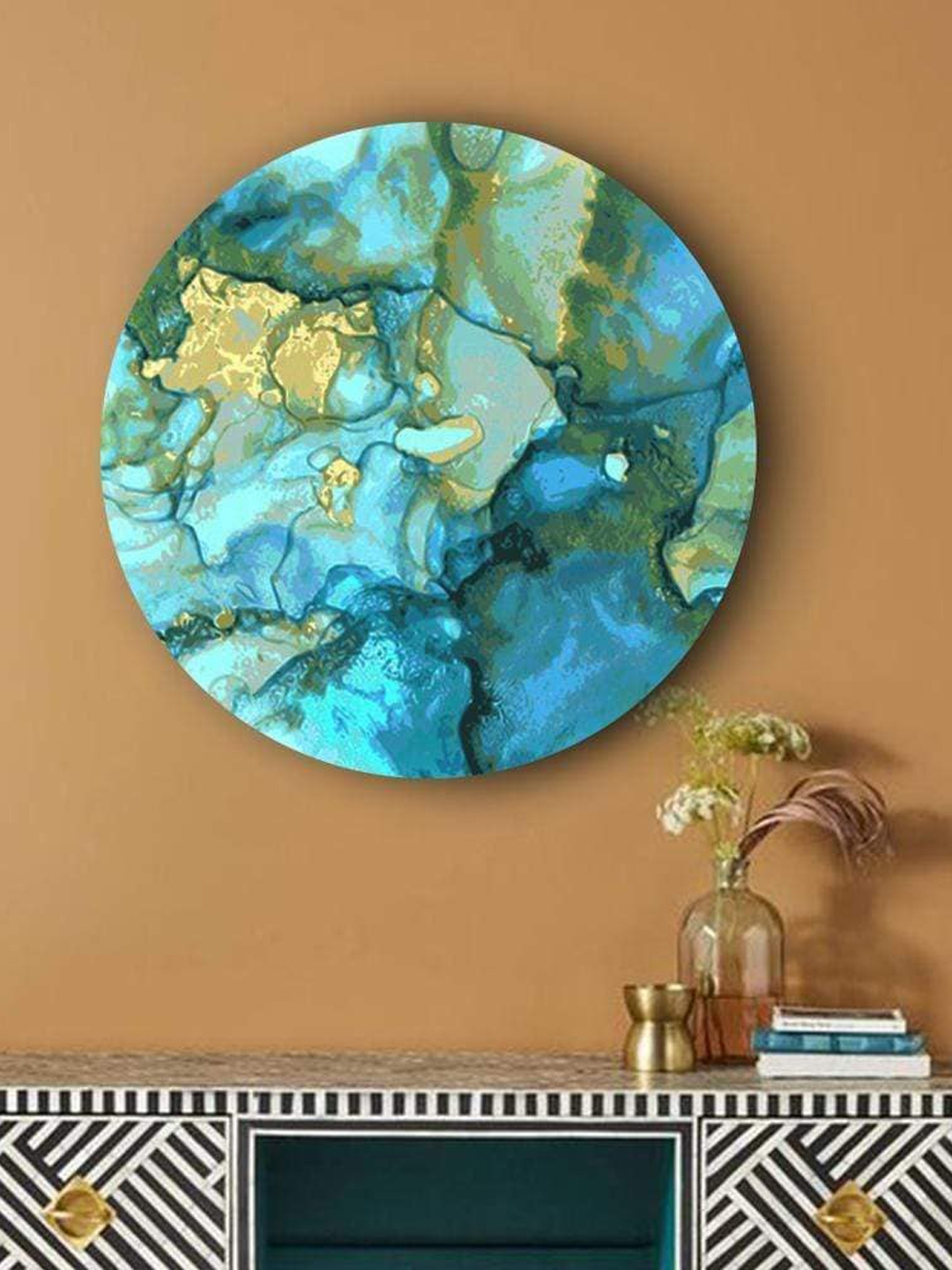 THE ARTMENT Blue Enchanting Marble Matte Finish Canvas-Large