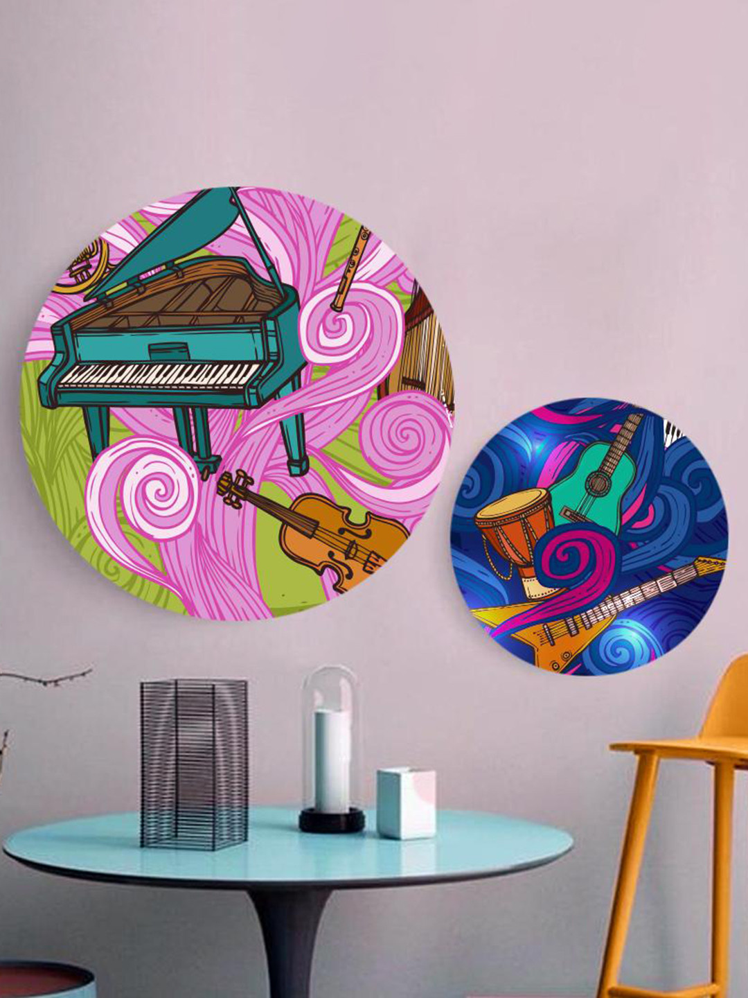 THE ARTMENT Set of 2 Blue On Trippy Beats Canvas Wall Art