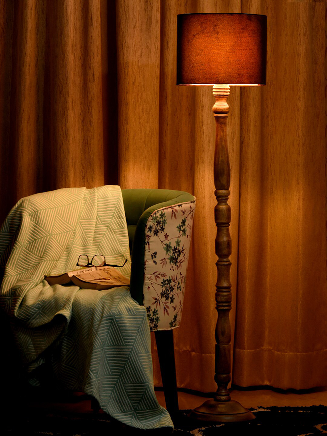Green Girgit Brown Floor Lamp