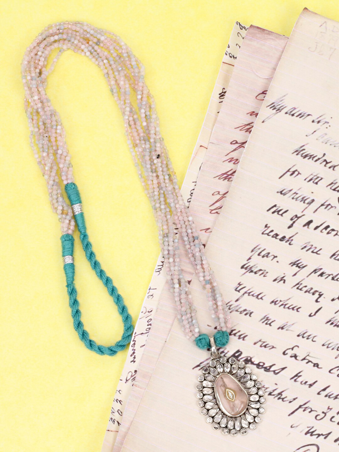 SANGEETA BOOCHRA Silver-Toned & Teal Silver Handcrafted Necklace