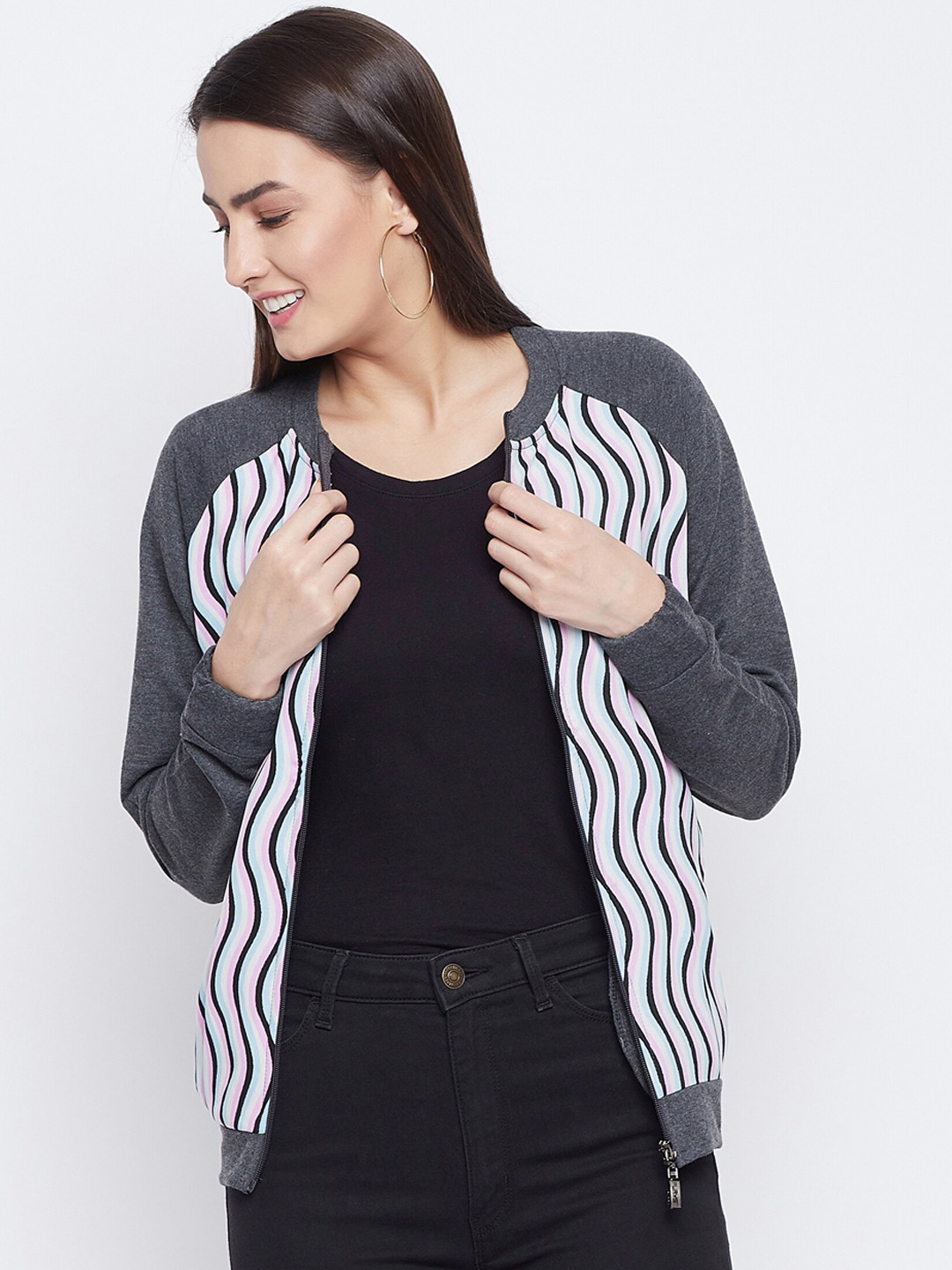 PURYS Women Grey Fleece Tailored Jacket