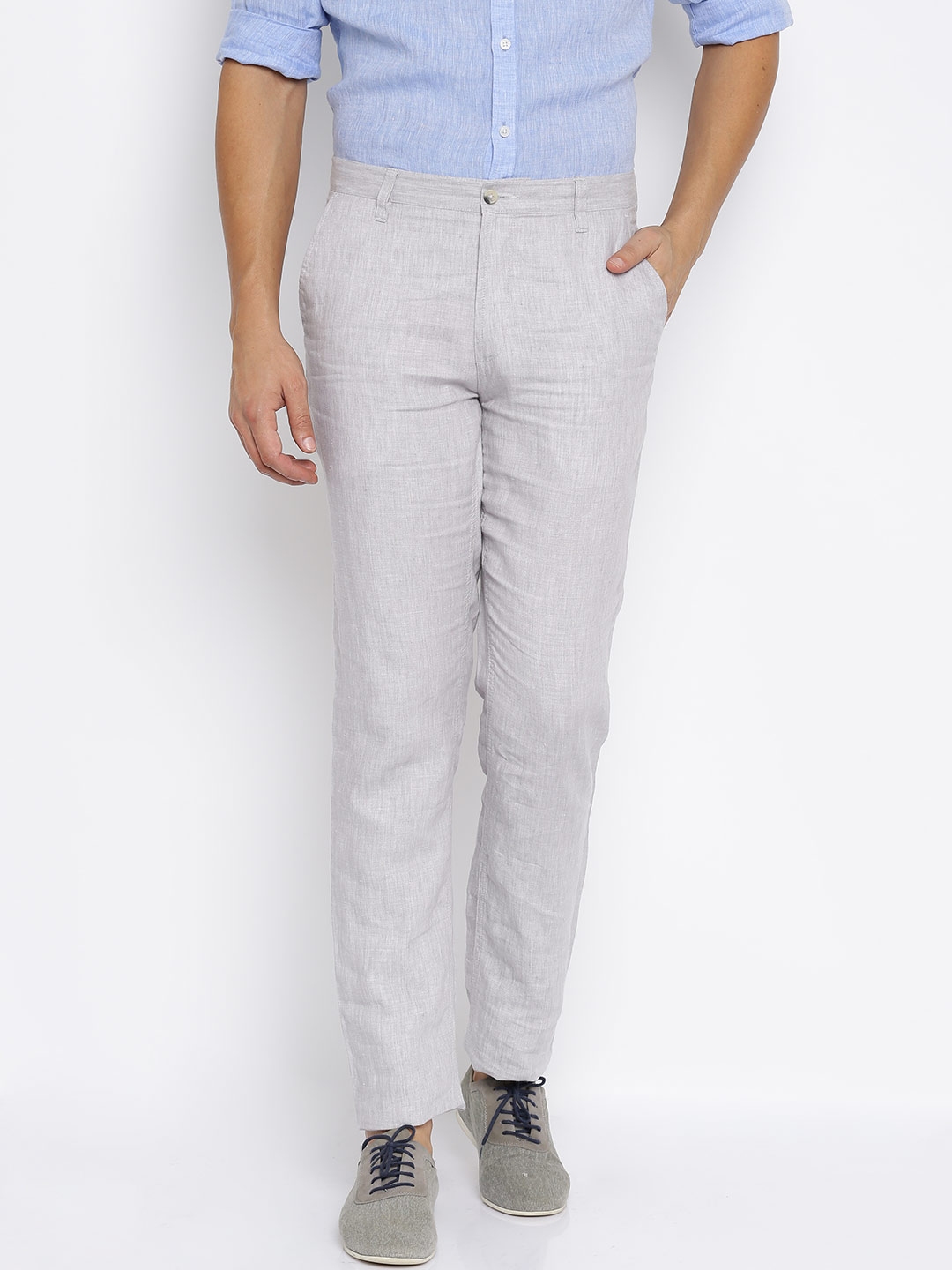 Buy Cream Cotton Solid Mens Formal Trousers online  Looksgudin