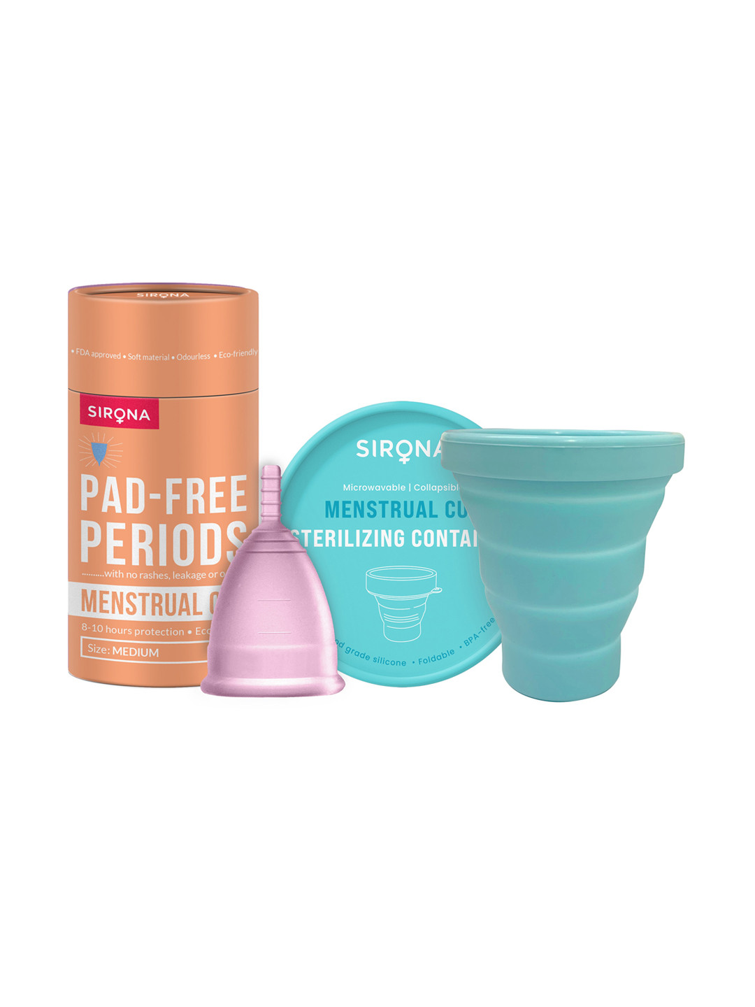 Sirona Microwave Sterilizer - 1 Unit with Reusable Menstrual Cup - Medium