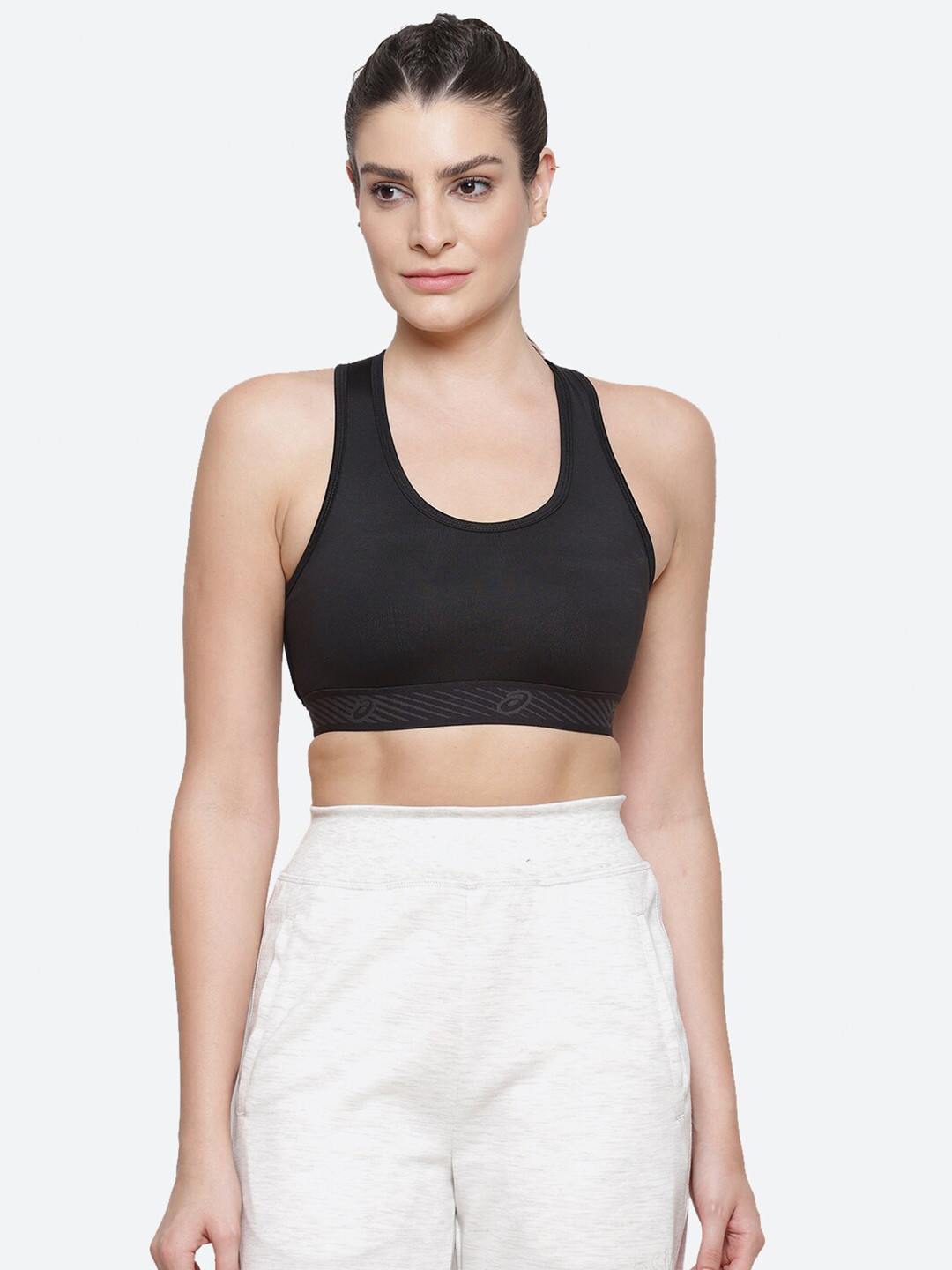 ASICS Black W Logo Training Bra Lightly Padded